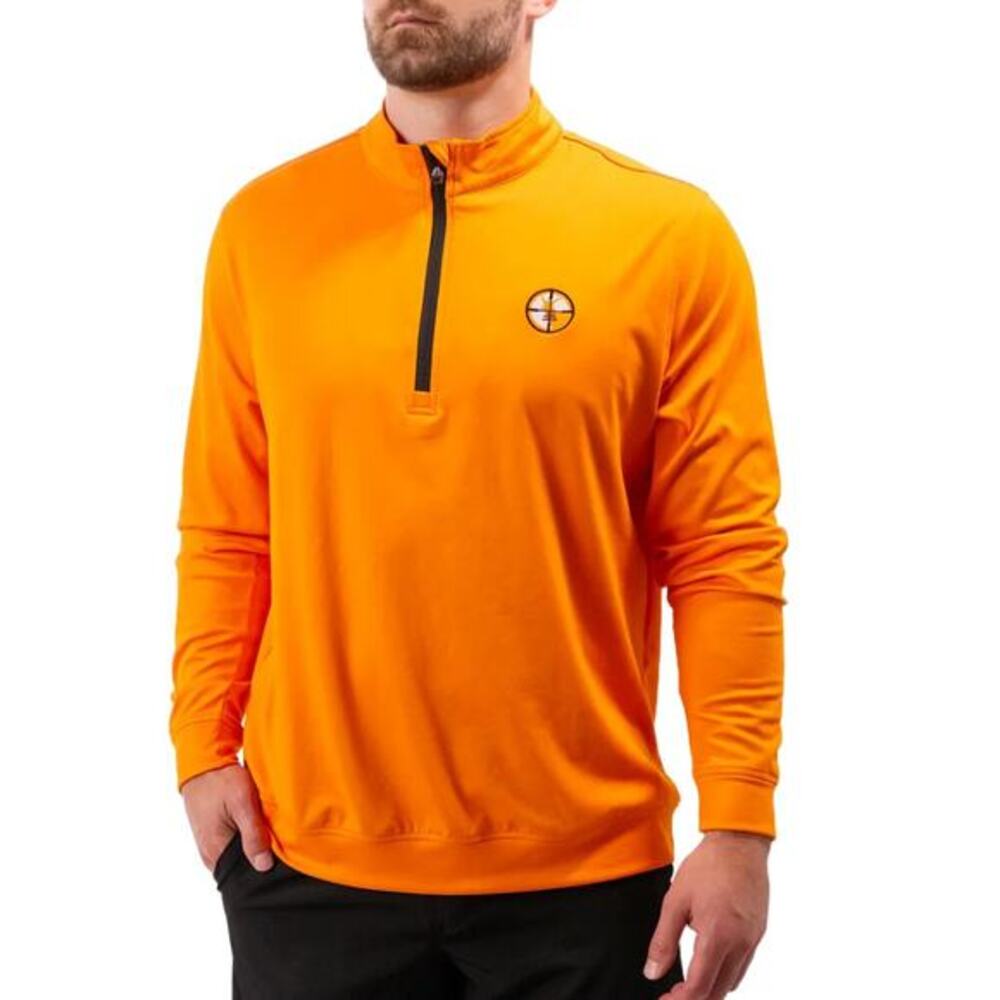 Waggle Men's Golf Blaze Quarter Zip Orange Pullover Orange Size Small